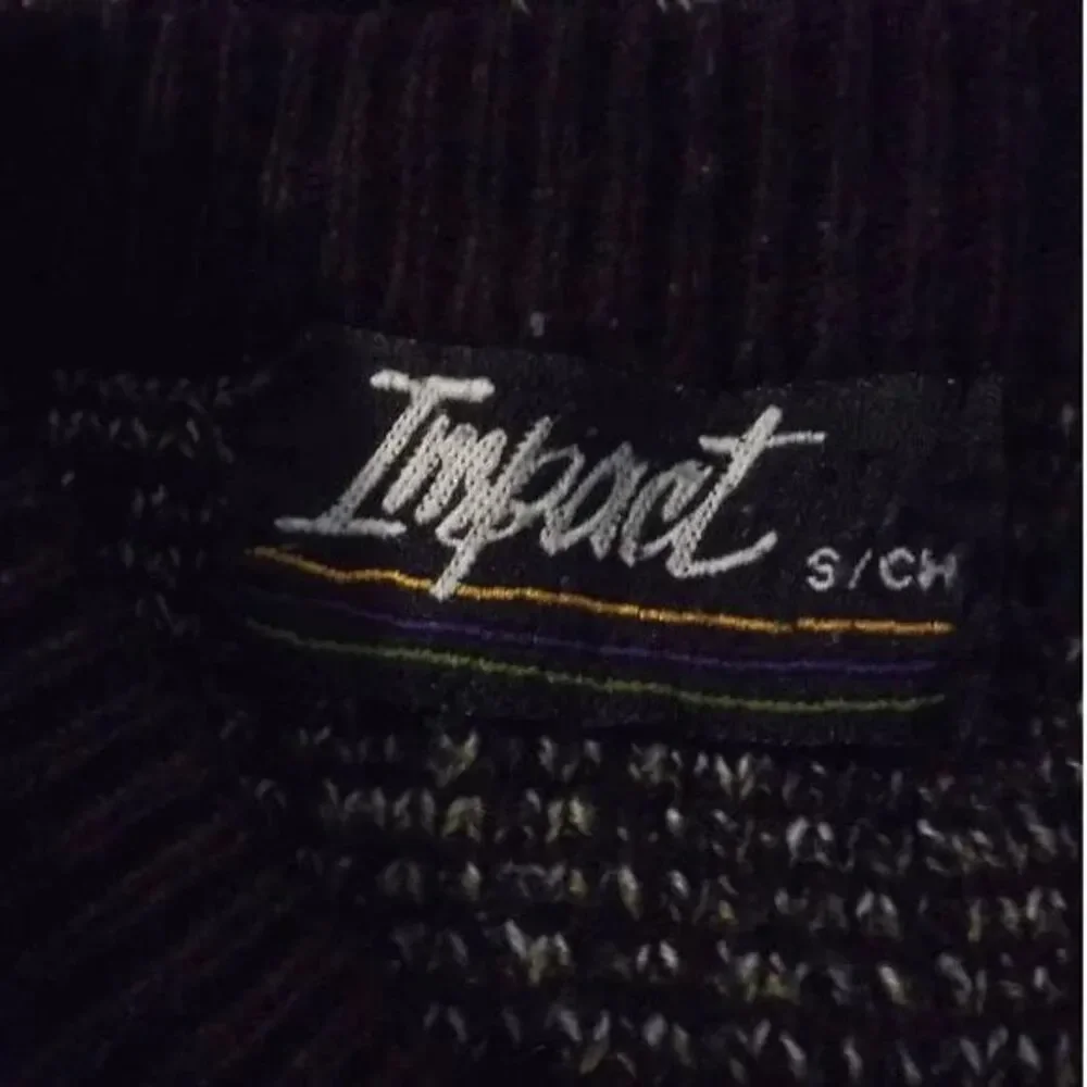 Vintage Impact Crew Neck Tribal Print Leather Trim Grandpa Sweater Sz Small